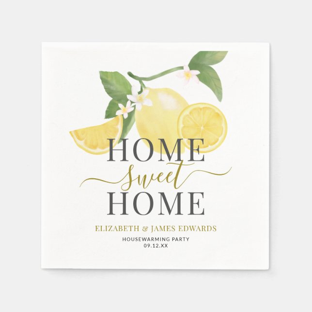 Guardanapo De Papel Lemon Theme Home Sweet Home Housearming Party (Frente)