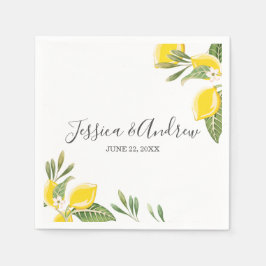 Guardanapo De Papel Lemon Wedding Napkin Citrus Personalizados Botânic