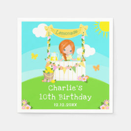 Guardanapo De Papel Lemonade Stand Birthday Red Hair Girl