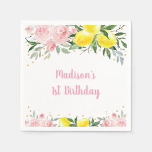 Guardanapo De Papel Lemonade Sunshine - Dourado Aniversário Floral Ro