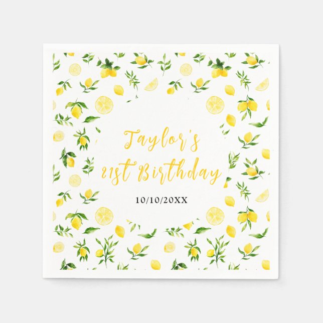 Guardanapo De Papel Lemons and Foliage Birthday (Frente)