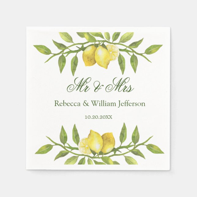 Guardanapo De Papel Lemons e Greenery Wedding Paper (Frente)