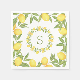Guardanapo De Papel Lemons Greenery Monograma Elegante