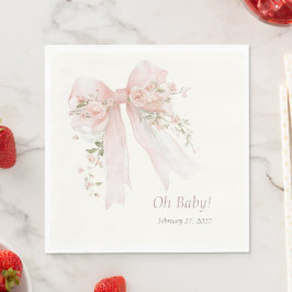 Guardanapo De Papel Lencinhos de Bebê de Borla Rosa "Oh Baby" Chá de B