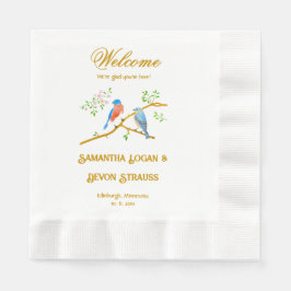 Guardanapo De Papel Lenços de casamento cunhados brancos de pássaros a