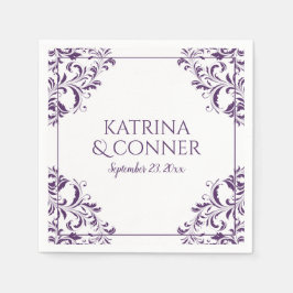 Guardanapo De Papel Lenços de casamento elegantes | Nadine (Ameixa / R