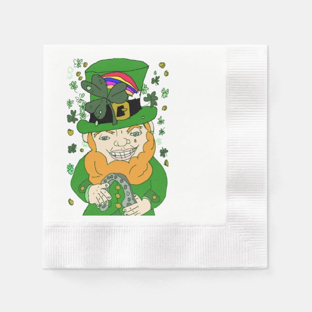 Guardanapo De Papel Lenny O Papel De Coquetel Leprechaun Napkins (Frente)