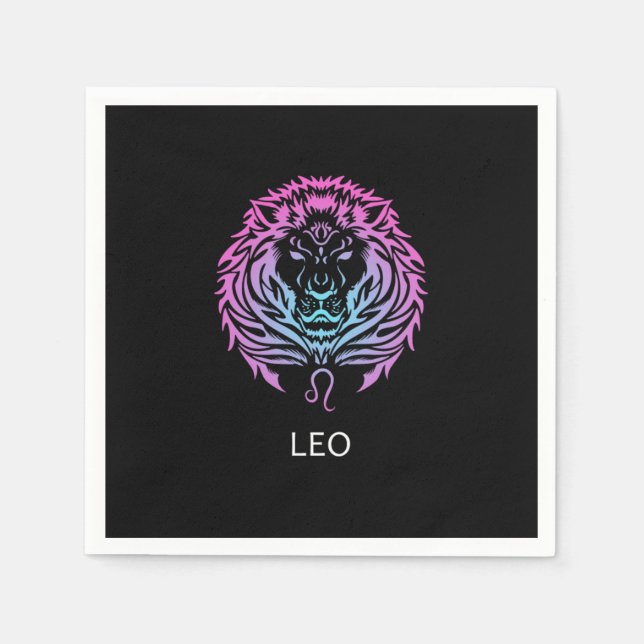 Guardanapo De Papel Leo Zodiac Sign The Lion Design Birthday Gift (Frente)