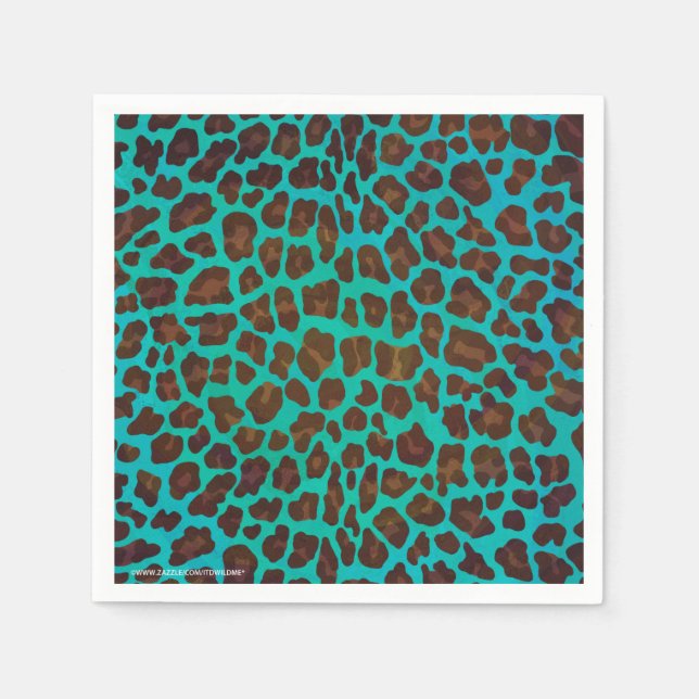 Guardanapo De Papel Leopard Brown e Teal Impressão (Frente)