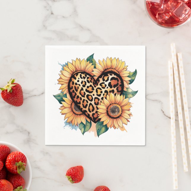 Guardanapo De Papel Leopard Heart Floral (Insitu)