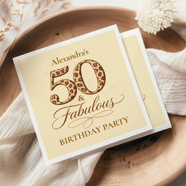 Guardanapo De Papel Leopard Neutro 50 & Incrível Aniversário (Criador carregado)