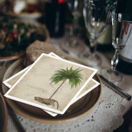 Guardanapo De Papel Leopard Print Patterno Elegante Palm Personal