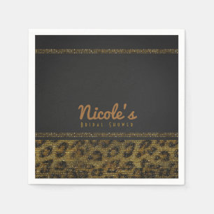 Guardanapo De Papel Leopard Sparkle Sequins Glam Chic Modern Party