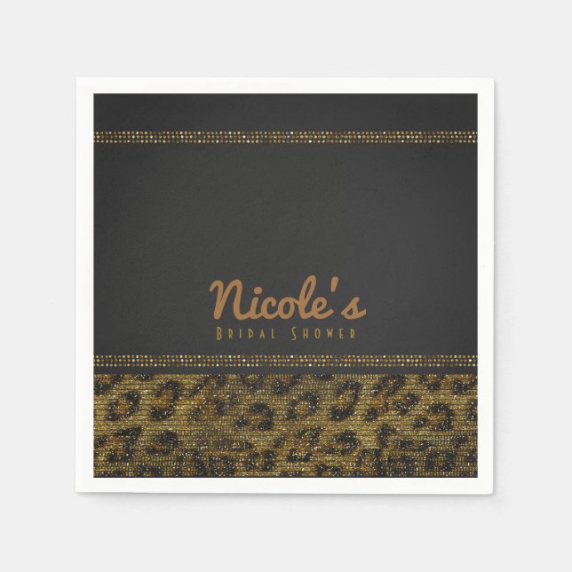 Guardanapo De Papel Leopard Sparkle Sequins Glam Chic Modern Party (Frente)