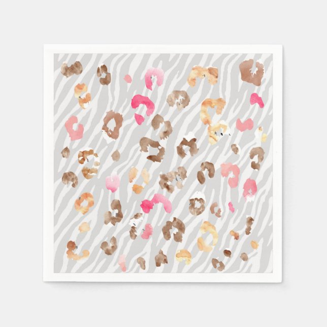 Guardanapo De Papel Leopard Tiger Cinza Napkins (Frente)