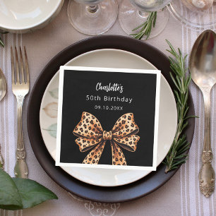Guardanapo De Papel Leopardo-arco preto Aniversário