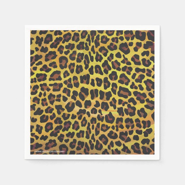 Guardanapo De Papel Leopardo Castanho e Impressão Amarelo (Frente)