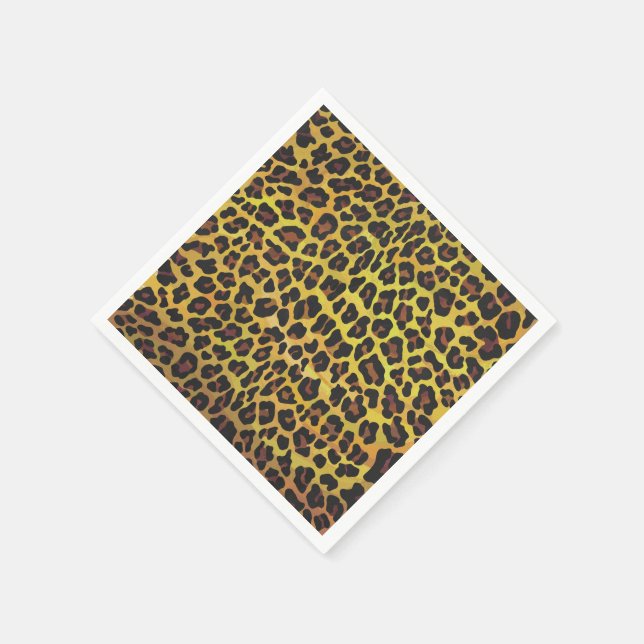 Guardanapo De Papel Leopardo Castanho e Impressão Amarelo (Canto)