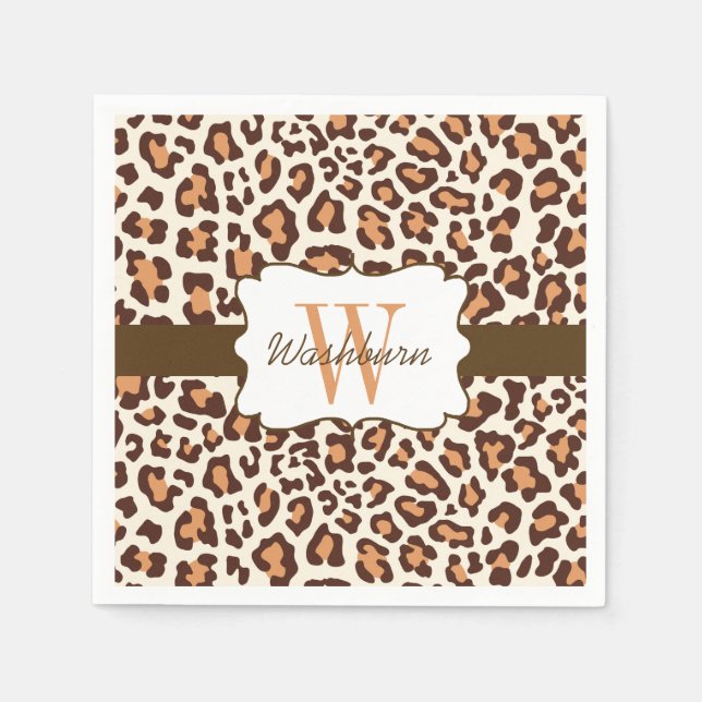 Guardanapo De Papel Leopardo Castanho Tan Cream Cocktail Napkin (Frente)