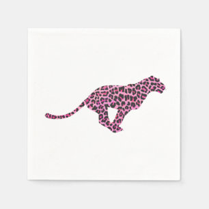 Guardanapo De Papel Leopardo cor-de-rosa e preto da silhueta
