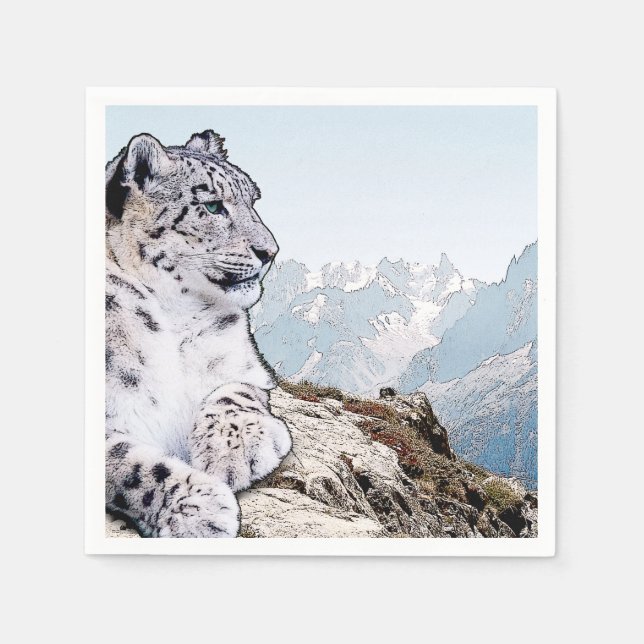 Guardanapo De Papel Leopardo de neve (Frente)
