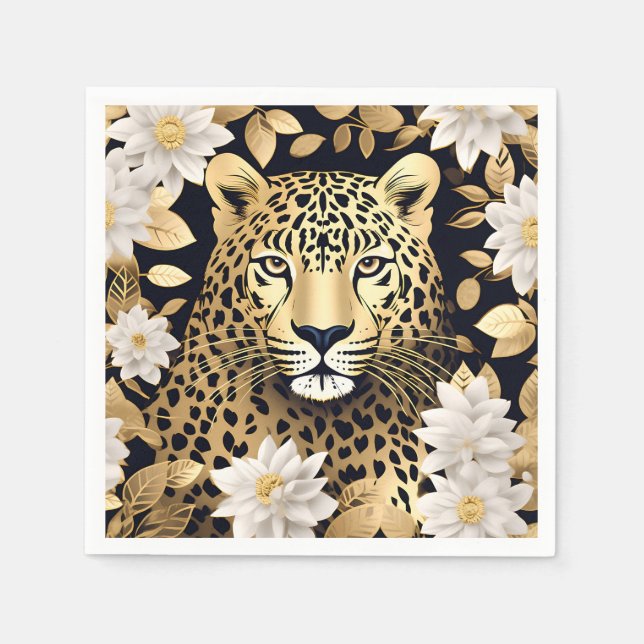 Guardanapo De Papel Leopardo Dourado (Frente)