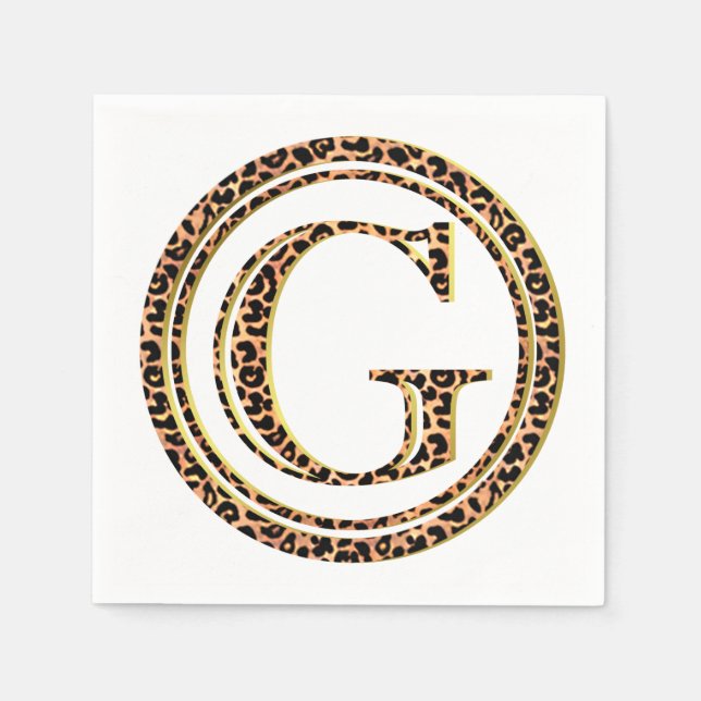Guardanapo De Papel Leopardo - Letra "G" (Frente)