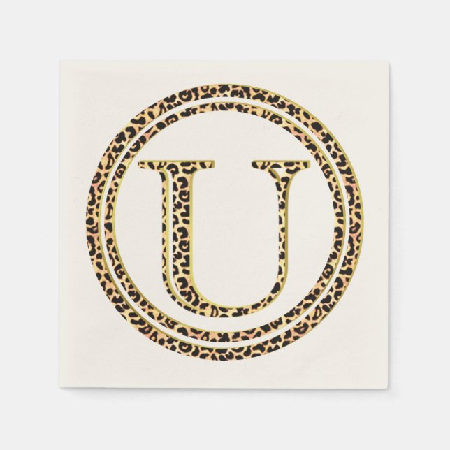 Guardanapo De Papel Leopardo - Letra "U" (Frente)
