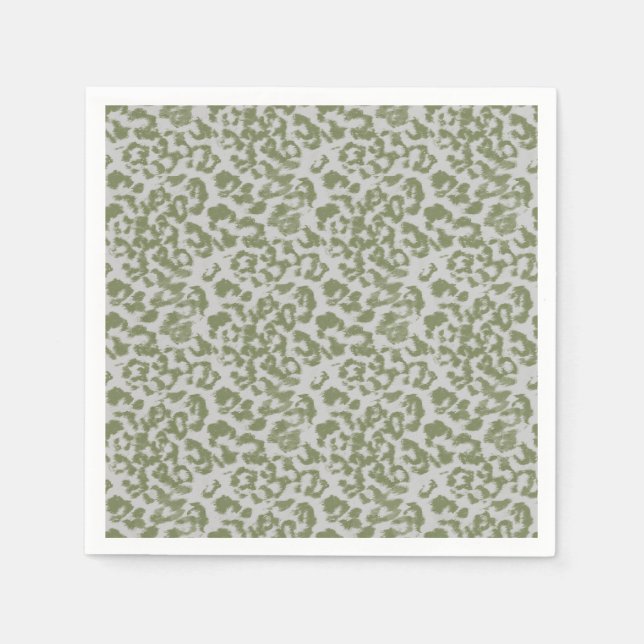 Guardanapo De Papel Leopardo manchado cinza oliva (Frente)