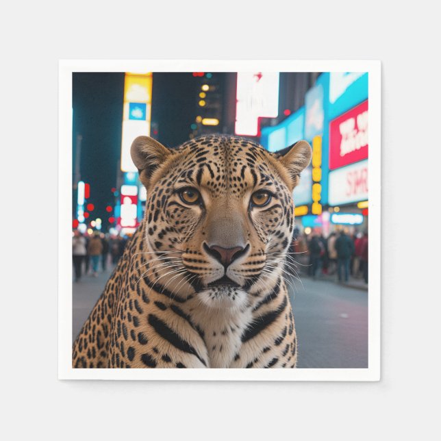 Guardanapo De Papel Leopardo na Times Square (Frente)