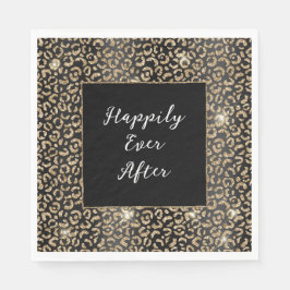 Guardanapo De Papel Leopardo negro e Dourado