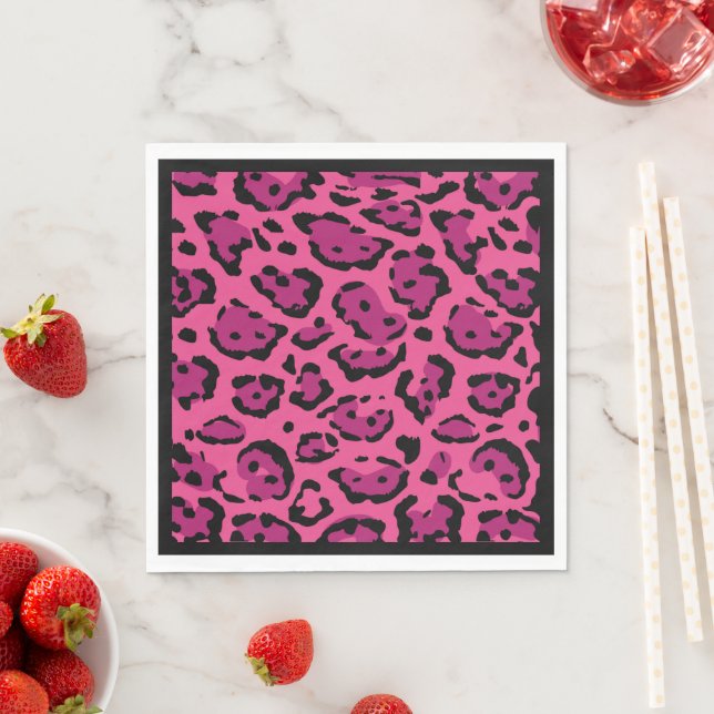 Guardanapo De Papel Leopardo Rosa Quente - Impressão Lunchedo (Insitu)
