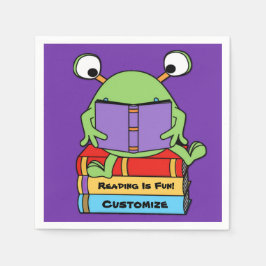 Guardanapo De Papel Ler É Uma Alienígena Encantadora De Livro Fofo