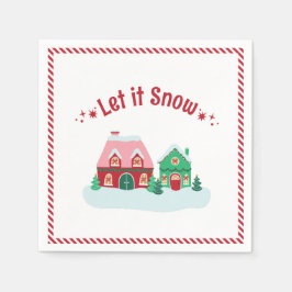 Guardanapo De Papel Let it Snow Christmas Village Cocktail Napkins
