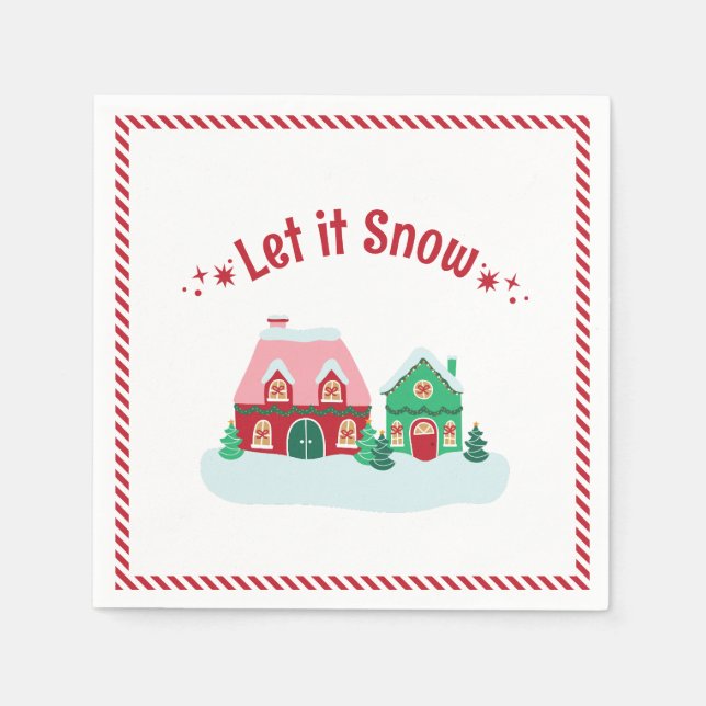 Guardanapo De Papel Let it Snow Christmas Village Cocktail Napkins (Frente)