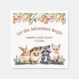 Guardanapo De Papel let the adventure begin animals baby shower 