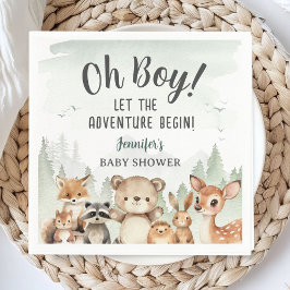 Guardanapo De Papel Let The Adventure Begin Baby Shower Boy Woodland