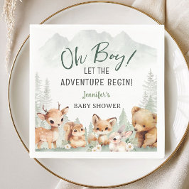 Guardanapo De Papel Let The Adventure Begin Boy Woodland Baby Shower