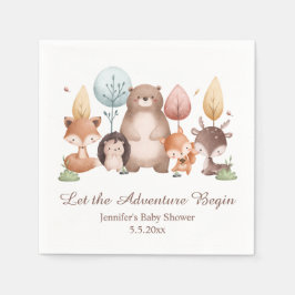 Guardanapo De Papel let the adventure begin forest animals baby shower