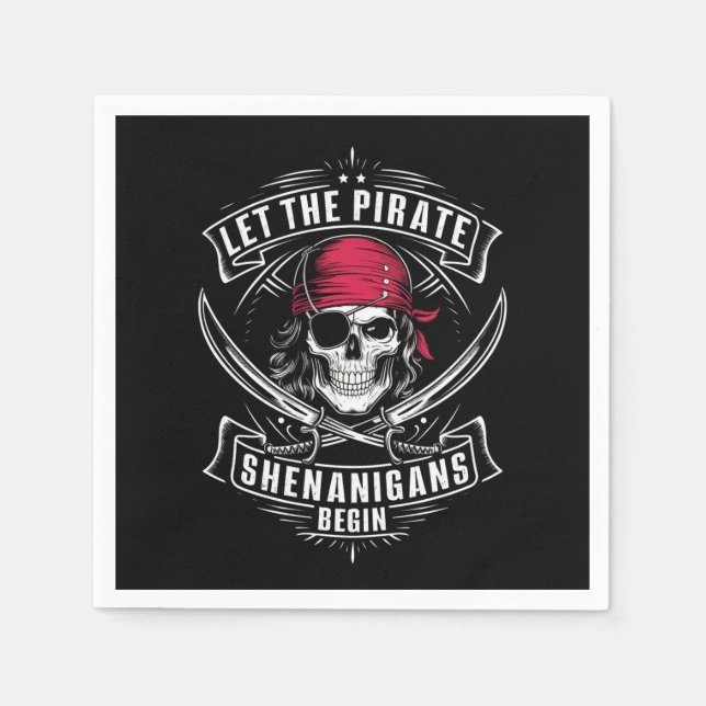 Guardanapo De Papel Let The Pirate Shenanigans Begin Halloween Skull (Frente)