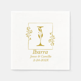 Guardanapo De Papel Letra Botânica Dourada Moderna I Papel