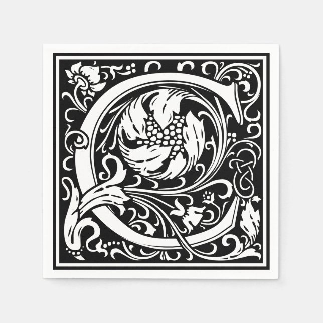 Guardanapo De Papel Letra C Monograma Medieval Arte Nova (Frente)