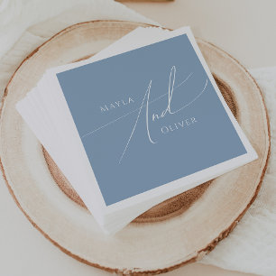 Guardanapo De Papel Letra Caprichosa   Casamento Azul Desbotado