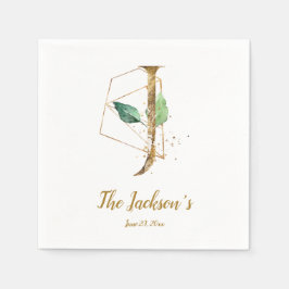 Guardanapo De Papel Letra Estilizada J Casamento Floral Napkins