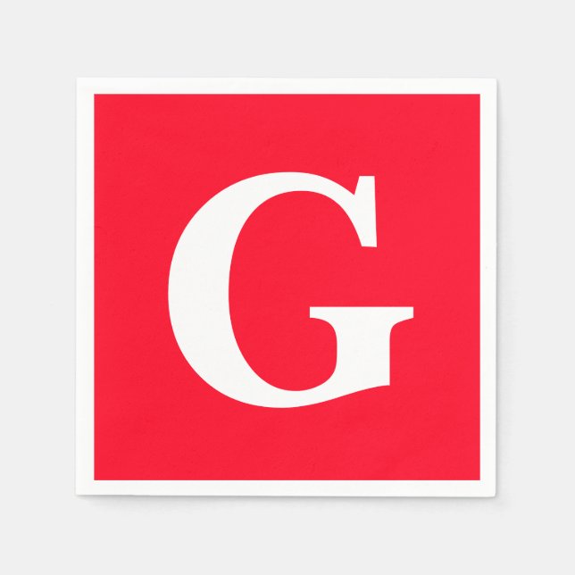 Guardanapo De Papel Letra inicial monograma branco branco simples (Frente)