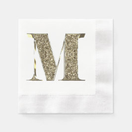 Guardanapo De Papel Letra monograma esmagadora inicial M Dourado