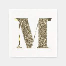 Guardanapo De Papel Letra monograma esmagadora inicial M Dourado