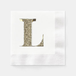 Guardanapo De Papel Letra Monograma Inicial L Faíscas Douradas Elegant