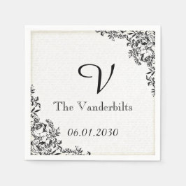 Guardanapo De Papel Letra Negra Rosa Love Casamento Monograma