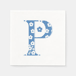 Guardanapo De Papel Letra Padrão Flor P (azul)